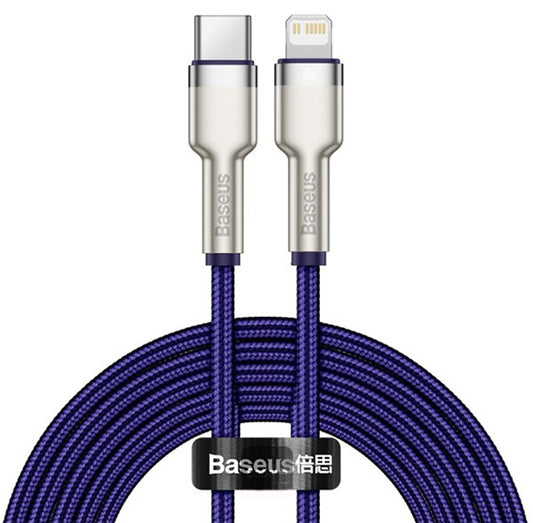 USB-C - Lightning Baseus Cafule Metal Series -data- ja latauskaapeli, 20W, 2m, Violetti CATLJK-B05