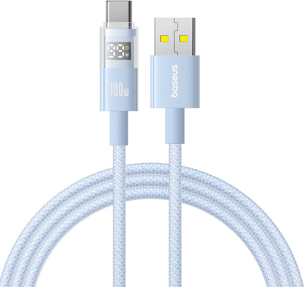 USB-A - USB-C Baseus Display 2 -data- ja latauskaapeli, 100W, 2m, Sininen P10382701311-01