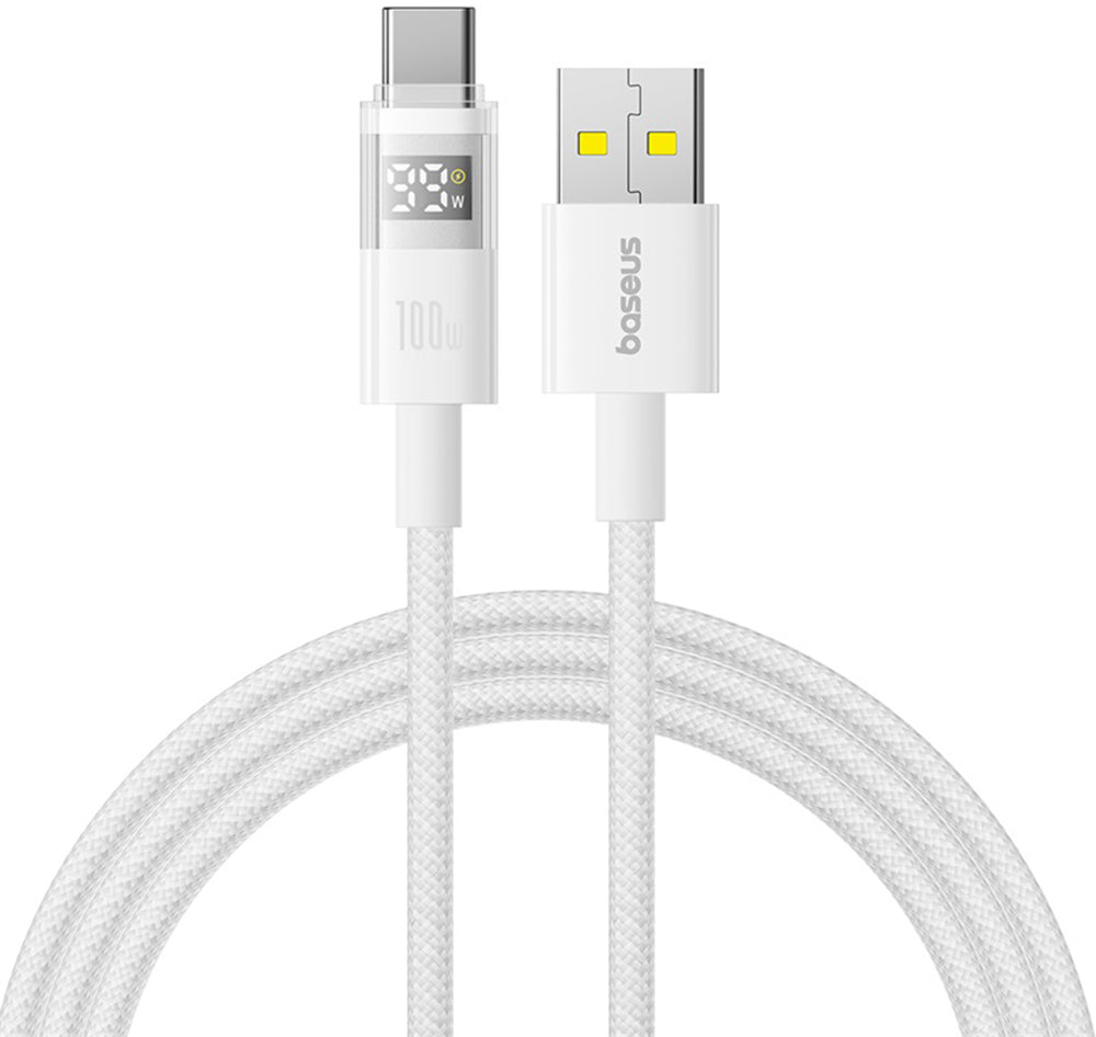 Baseus Display 2 USB-A - USB-C -data- ja latauskaapeli, 100W, 1m, Valkoinen P10382701211-00