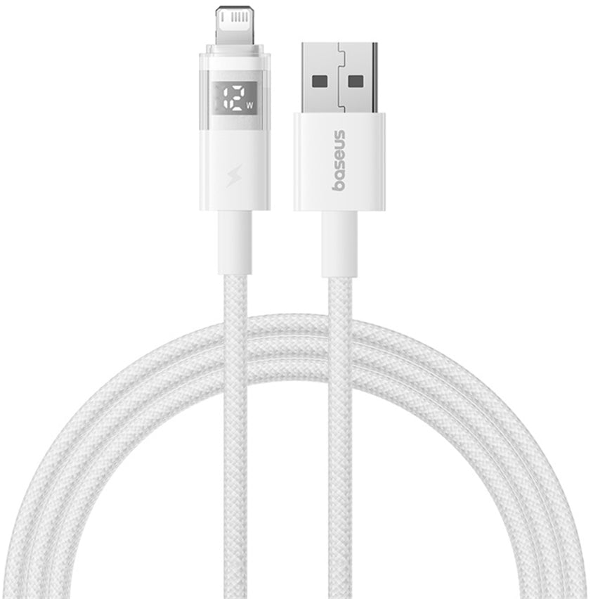 USB-A - Lightning Baseus Display 2 -data- ja latauskaapeli, 18W, 1m, Valkoinen P10382700211-00
