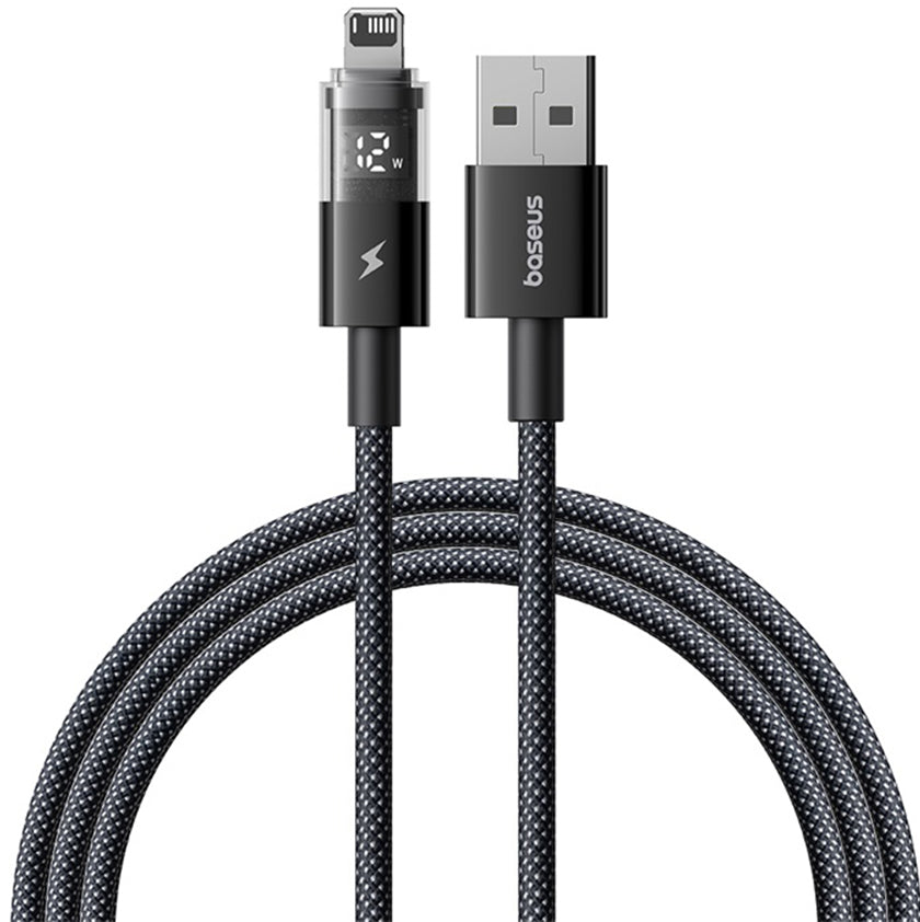 Baseus Display 2 USB-A - Lightning -data- ja latauskaapeli, 18W, 1m, Musta P10382700121-00