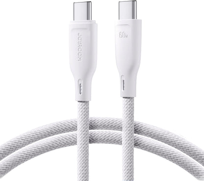 USB-C - USB-C Joyroom Multi-Color S-A34 -kaapeli, 60W, 1m, Valkoinen