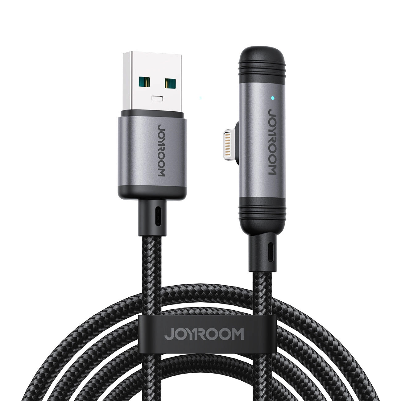 USB-A - Lightning Joyroom S-A56 EnjoyX Angled -data- ja latauskaapeli, 18W, 1.2m, Musta
