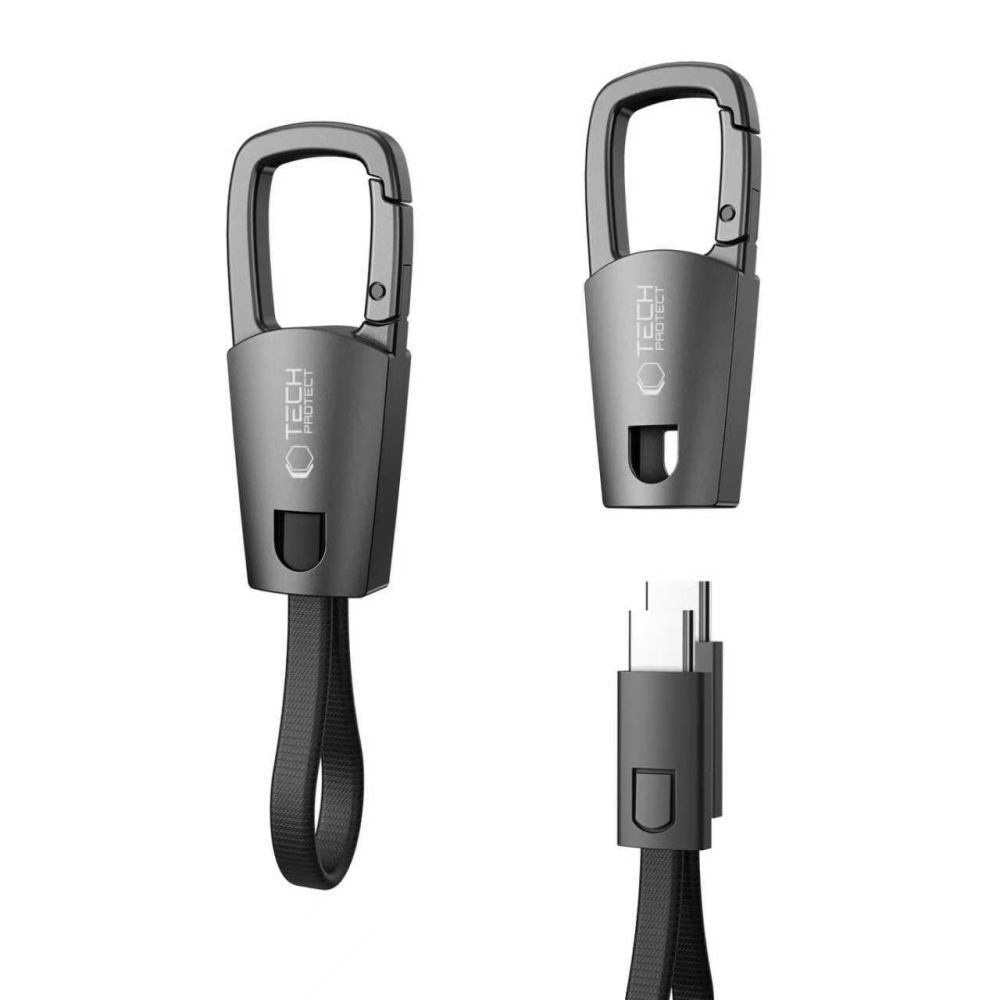 USB-C - USB-C Tech-Protect Ultraboost DNA -avainnippu, 60W, 0.17m, Harmaa
