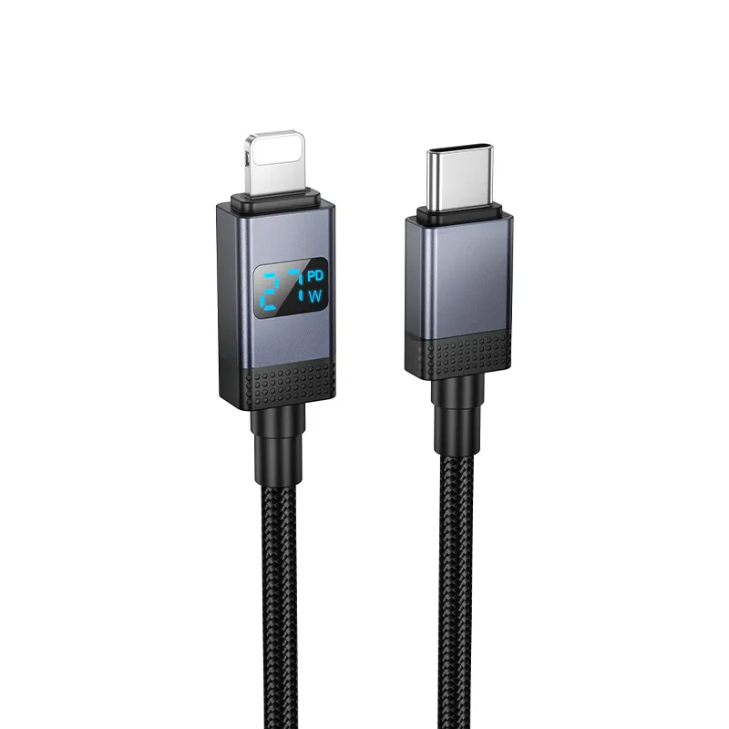 USB-C - Lightning HOCO X118 Display -kaapeli, 27W, 1m, Musta