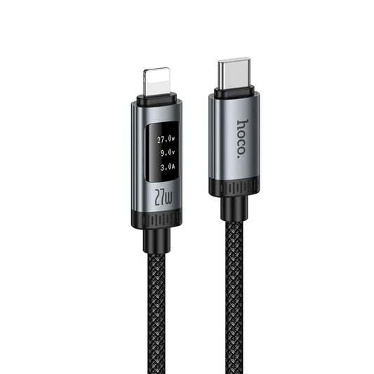 USB-C - Lightning HOCO Display U148 -data- ja latauskaapeli, 27W, 1.2m, Musta