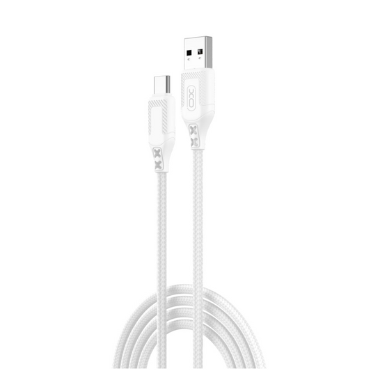 USB-A - USB-C -lataus- ja tiedonsiirtokaapeli XO Design NB235, 18W, 1m, Valkoinen