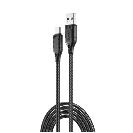 USB-A - USB-C -lataus- ja tiedonsiirtokaapeli XO Design NB235, 18W, 1m, Musta