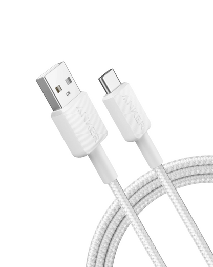 USB-A - USB-C Anker 322 Data- ja Latauskaapeli, 18W, 1.8m, Valkoinen A81H6G21