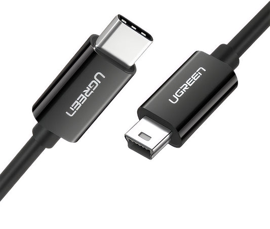 USB-C - miniUSB UGREEN US242 -data- ja latauskaapeli, 18W, 1m, Musta