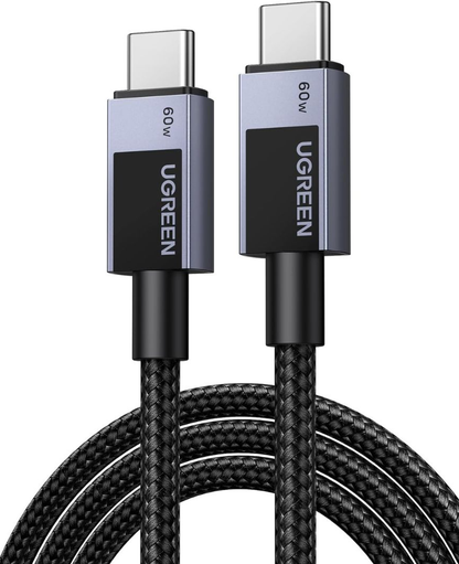 USB-C - USB-C UGREEN L524 -data- ja latauskaapeli, 60W, 2m, Harmaa