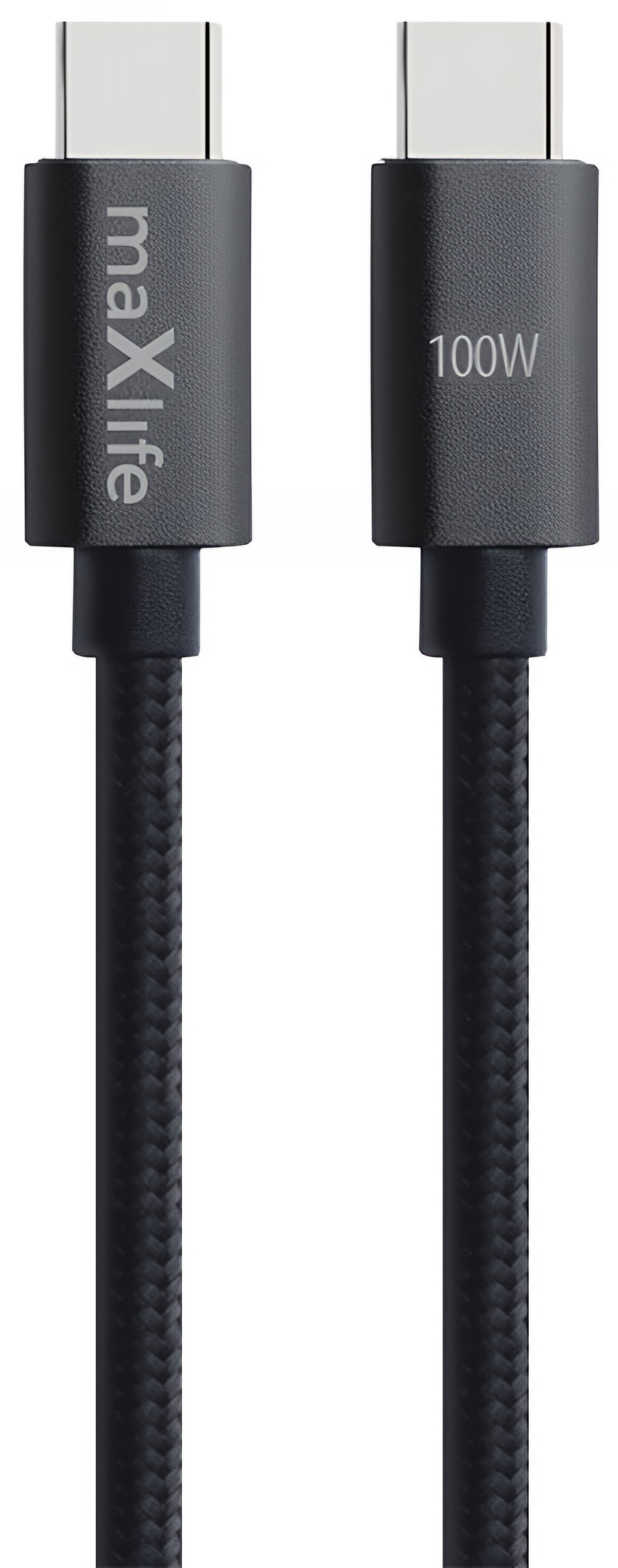 USB-C - USB-C -kaapeli ja lataus MaXlife MXUC-12, 100W, 1m, Musta