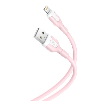 USB-A - Lightning XO Design NB212 -data- ja latauskaapeli, 18W, 1m, Vaaleanpunainen