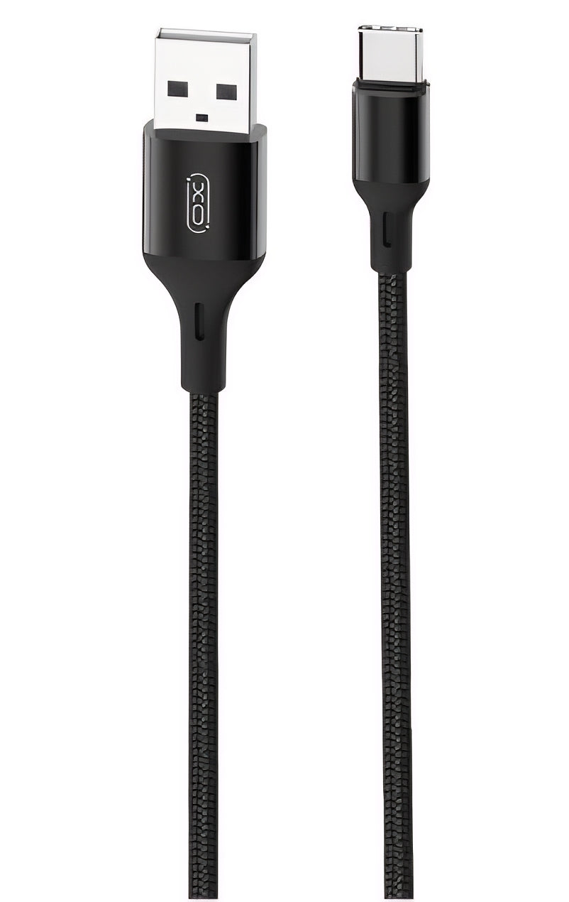 USB-A - USB-C -lataus- ja tiedonsiirtokaapeli XO Design NB143, 18W, 2m, Musta