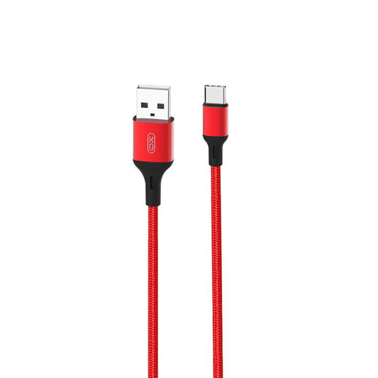 USB-A - USB-C -lataus- ja tiedonsiirtokaapeli XO Design NB143, 18W, 2m, Punainen