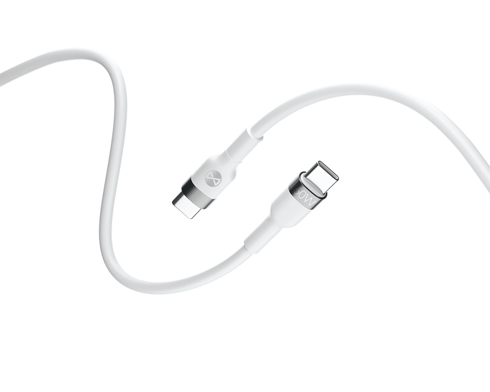 USB-C - USB-C Forever Flexible -data- ja latauskaapeli, 60W, 2m, Valkoinen
