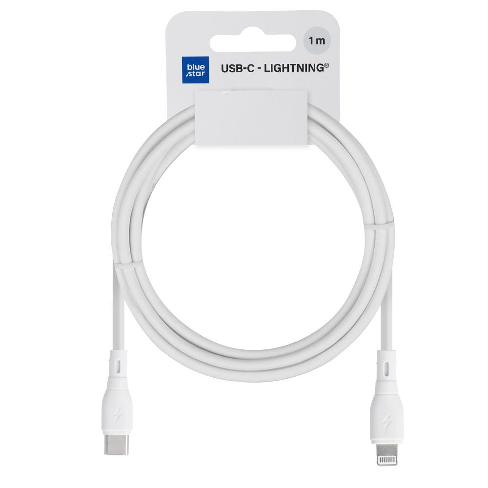 USB-C - Lightning Blue Star Eco -data- ja latauskaapeli, 27W, 1m, Valkoinen