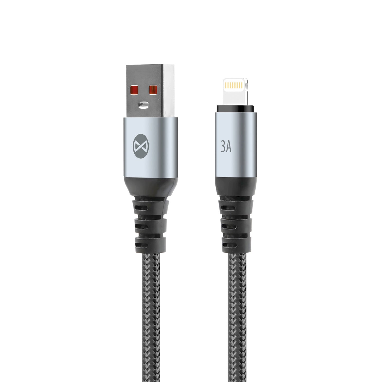 USB-A - Lightning Forever Braix -data- ja latauskaapeli, 18W, 1m, Musta