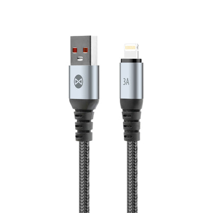 USB-A - Lightning Forever Braix -data- ja latauskaapeli, 18W, 1m, Musta