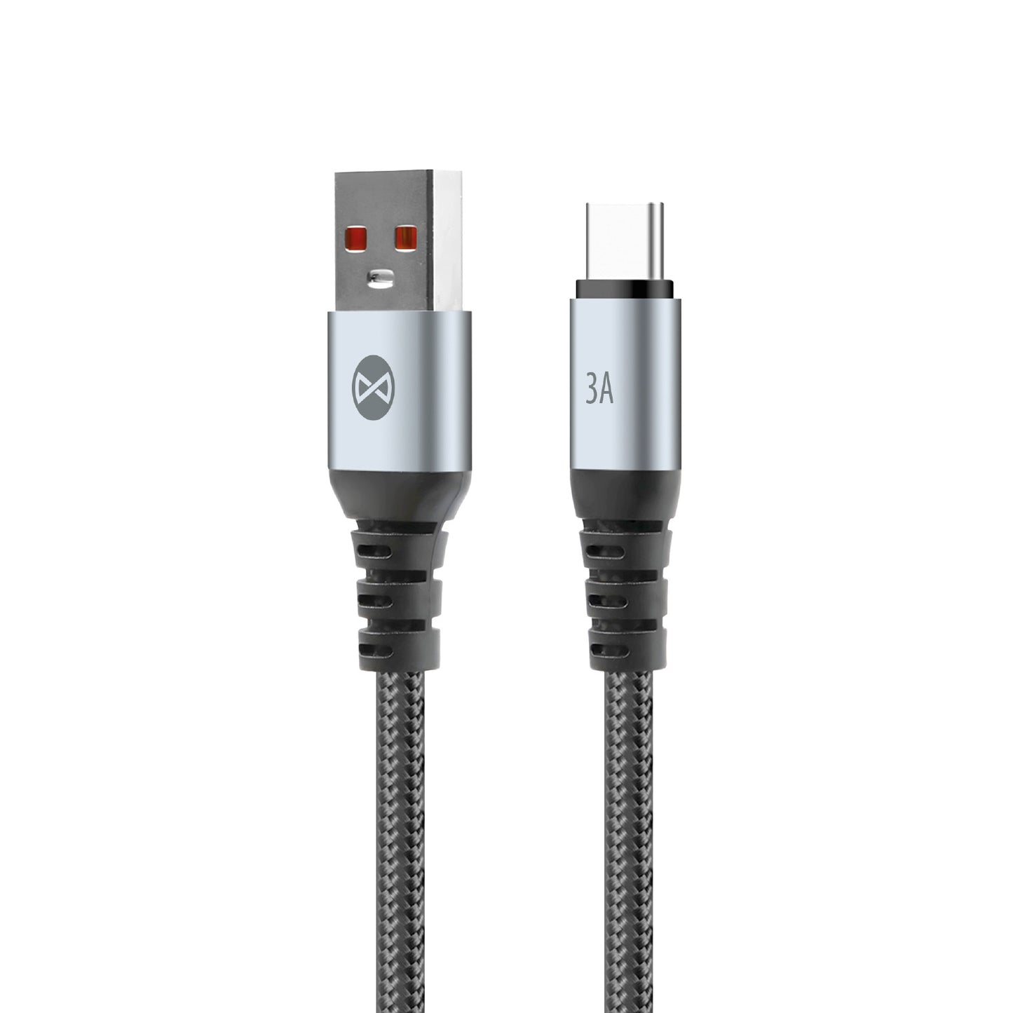 USB-A - USB-C Forever Braix -data- ja latauskaapeli, 18W, 1m, Musta