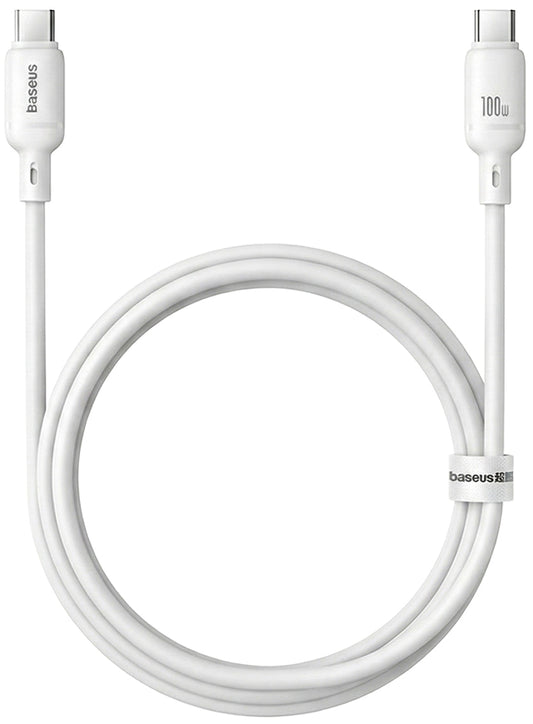 USB-C - USB-C Baseus Silky -data- ja latauskaapeli, 100W, 1m, Valkoinen P10377704213-00