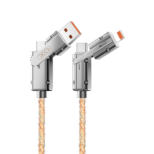 USB-C / USB-A - USB-C / Lightning -kaapeli XO Design NB276, 60W, 1m, Harmaa