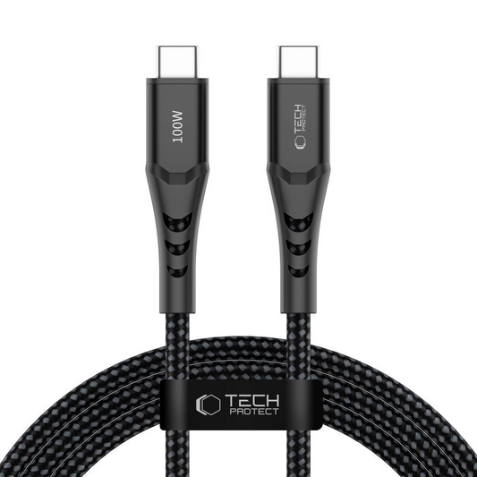 USB-C - USB-C Tech-Protect UB11T Ultraboost -tietojen siirto- ja latauskaapeli, 100W, 2m, musta