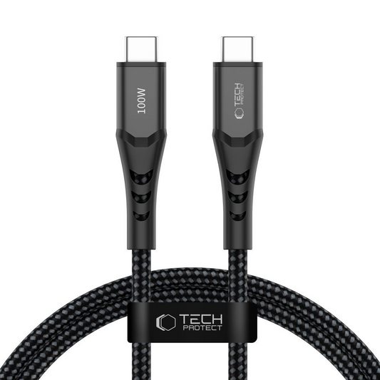USB-C-tietojen ja latauksen kaapeli - USB-C Tech-Protect UB11T Ultraboost, 100W, 1m, Musta