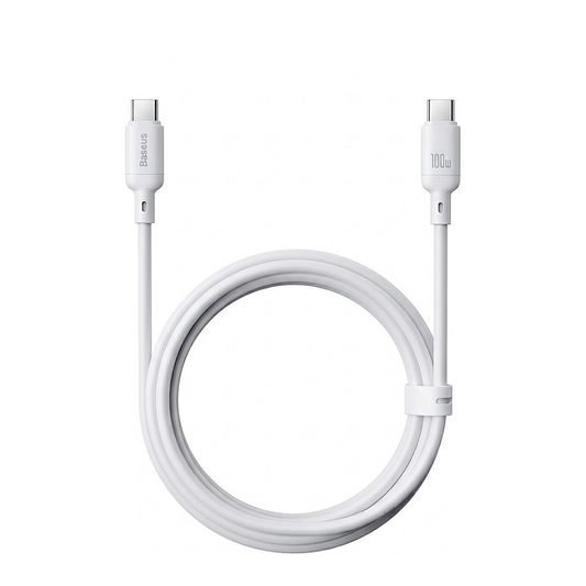 USB-C - USB-C Baseus Silky -data- ja latauskaapeli, 100W, 2m, Valkoinen