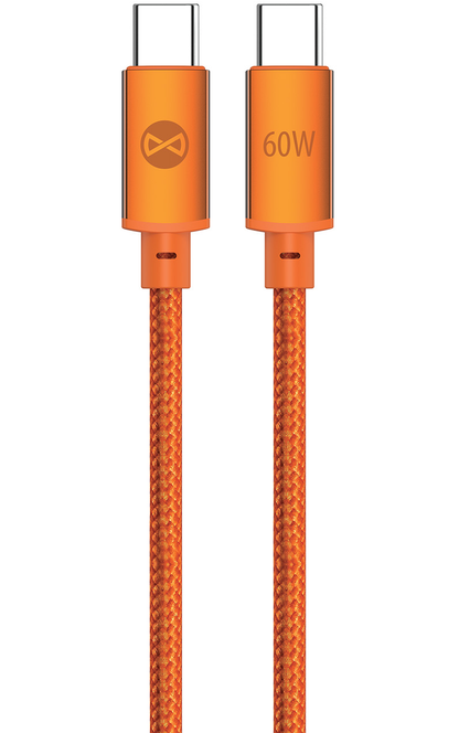USB-C-tietojen ja latauksen kaapeli - USB-C Forever Saffron, 60W, 1m, Oranssi