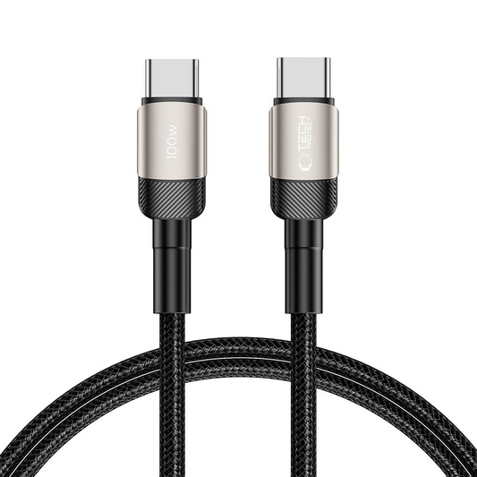 USB-C-tietojen ja latauksen kaapeli - USB-C Tech-Protect Ultraboost EVO, 100W, 1m, Hopea