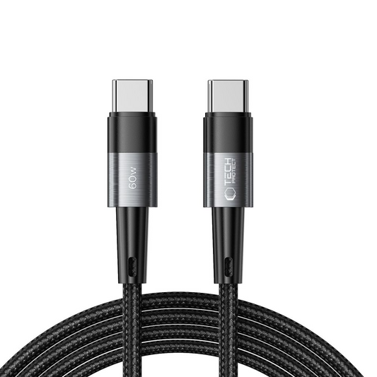 USB-C-tietojen- ja latauskaapeli - USB-C Tech-Protect Ultraboost, 60W, 2m, Harmaa