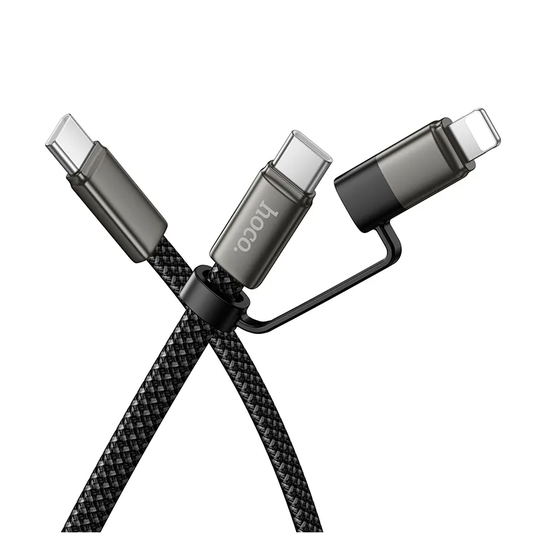 USB-C - Lightning / USB-C HOCO X125 -tietojen ja latauksen kaapeli, 60W, 1m, musta