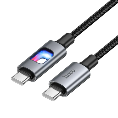 USB-C-tietojen ja latauskaapeli - USB-C HOCO U144 Led, 60W, 1,2m, Musta