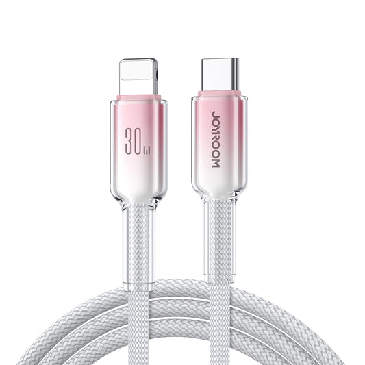 USB-C - Lightning -tietojen ja latauksen kaapeli Joyroom S-A42, 30W, 1,2 m, valkoinen