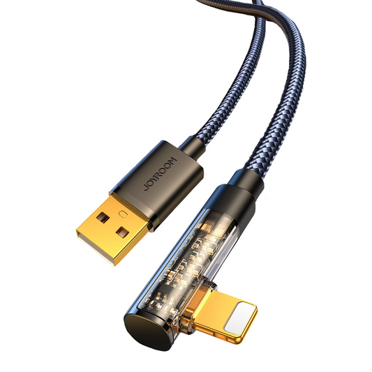 USB-A - Lightning -tietojen siirto- ja latauskaapeli Joyroom S-UL012A6 Kulmikas, 18W, 1,2 m, Musta