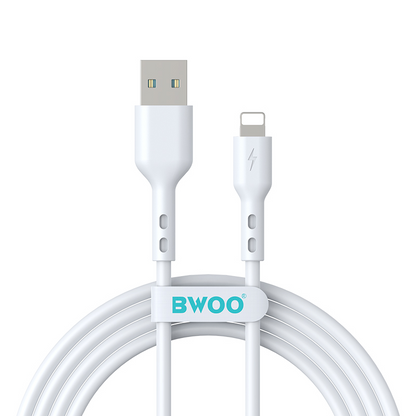 USB-A - Lightning -tietojen ja latauskaapeli BWOO BO-X172L-2M, 15W, 2m, valkoinen