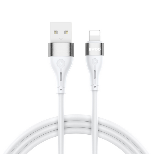 USB-A - Lightning BWOO X280L -tietojen ja latauskaapeli, 15W, 1m, valkoinen