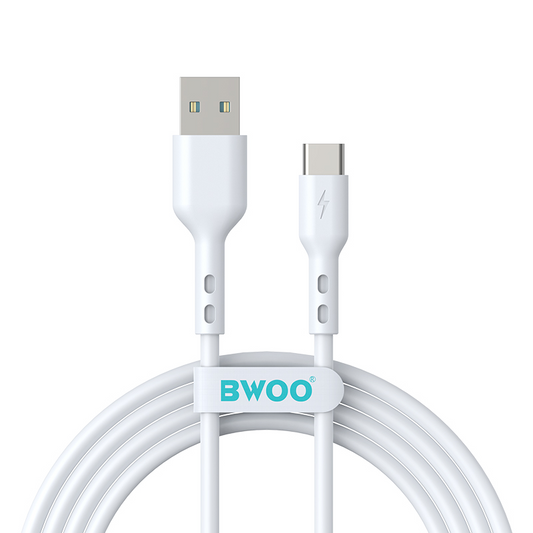 USB-A - USB-C Tietojen si latauksen kaapeli BWOO BO-X172C-2M, 15W, 2m, Valkoinen