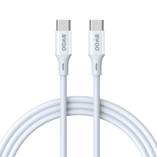USB-C - USB-C BWOO BO-X283CC-2M tiedonsiirto- ja latauskaapeli, 60W, 2m, valkoinen