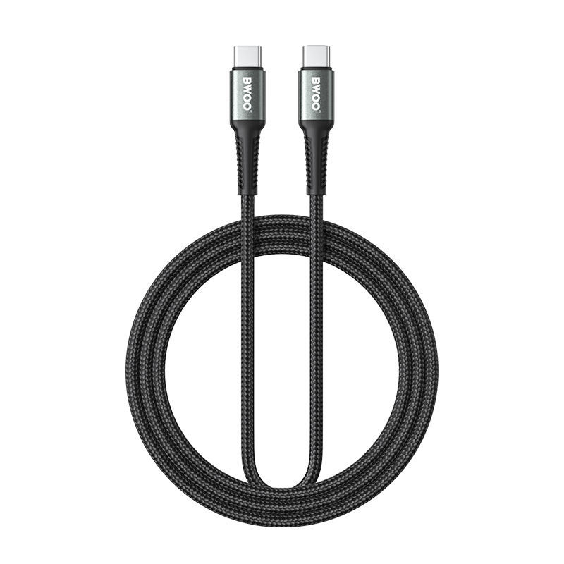USB-C - USB-C BWOO BO-X288C-C -tietojen ja latauksen kaapeli, 60W, 1m, Musta