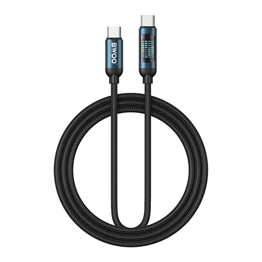 USB-C - USB-C BWOO BO-X304 Led -kaapeli tiedonsiirtoon ja lataukseen, 60W, 1m, musta