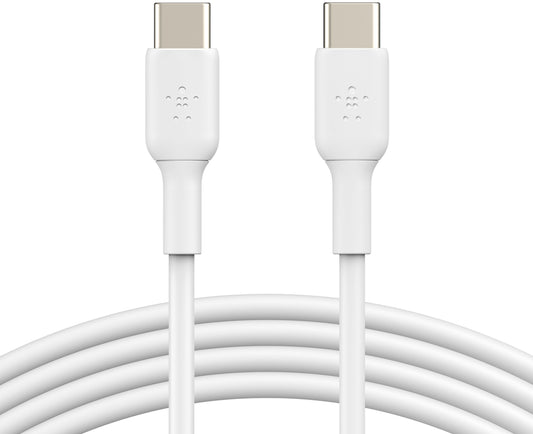 USB-C-tietojen ja latauksen kaapeli - USB-C Belkin BoostCharge, 60W, 1m, 2 kappaleen setti, valkoinen CAB003bt1MWH2PK