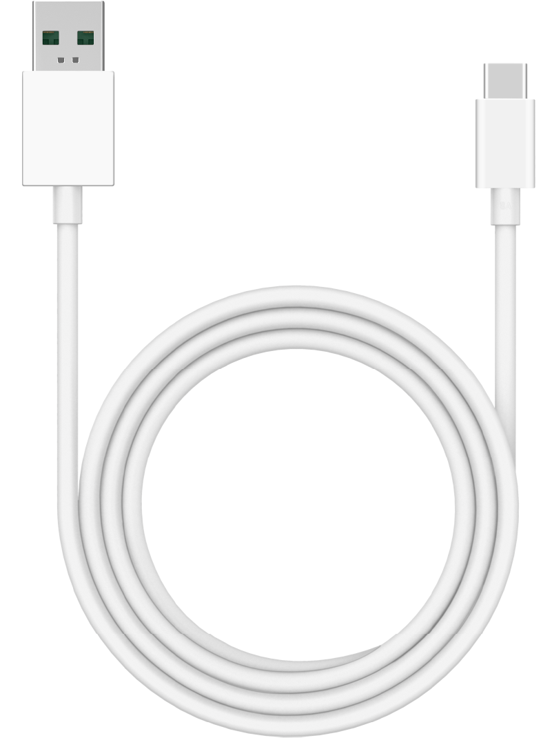 USB-A - USB-C Oppo DL154 tiedonsiirto- ja latauskaapeli, 1 m, valkoinen 611602000020