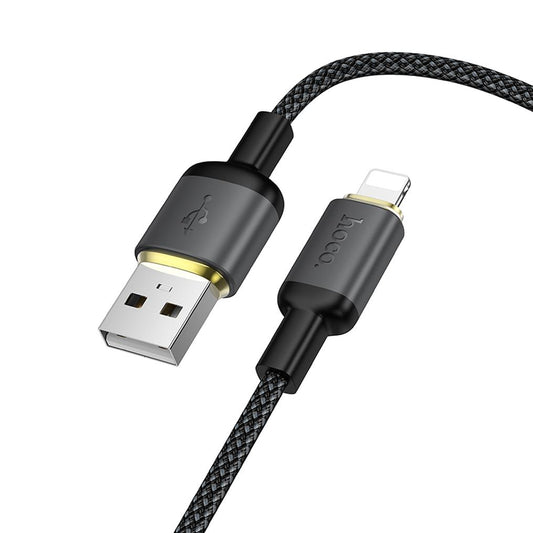 USB-A - Lightning HOCO X128 Benefit -tietojen siirto- ja latauskaapeli, 12W, 1m, musta