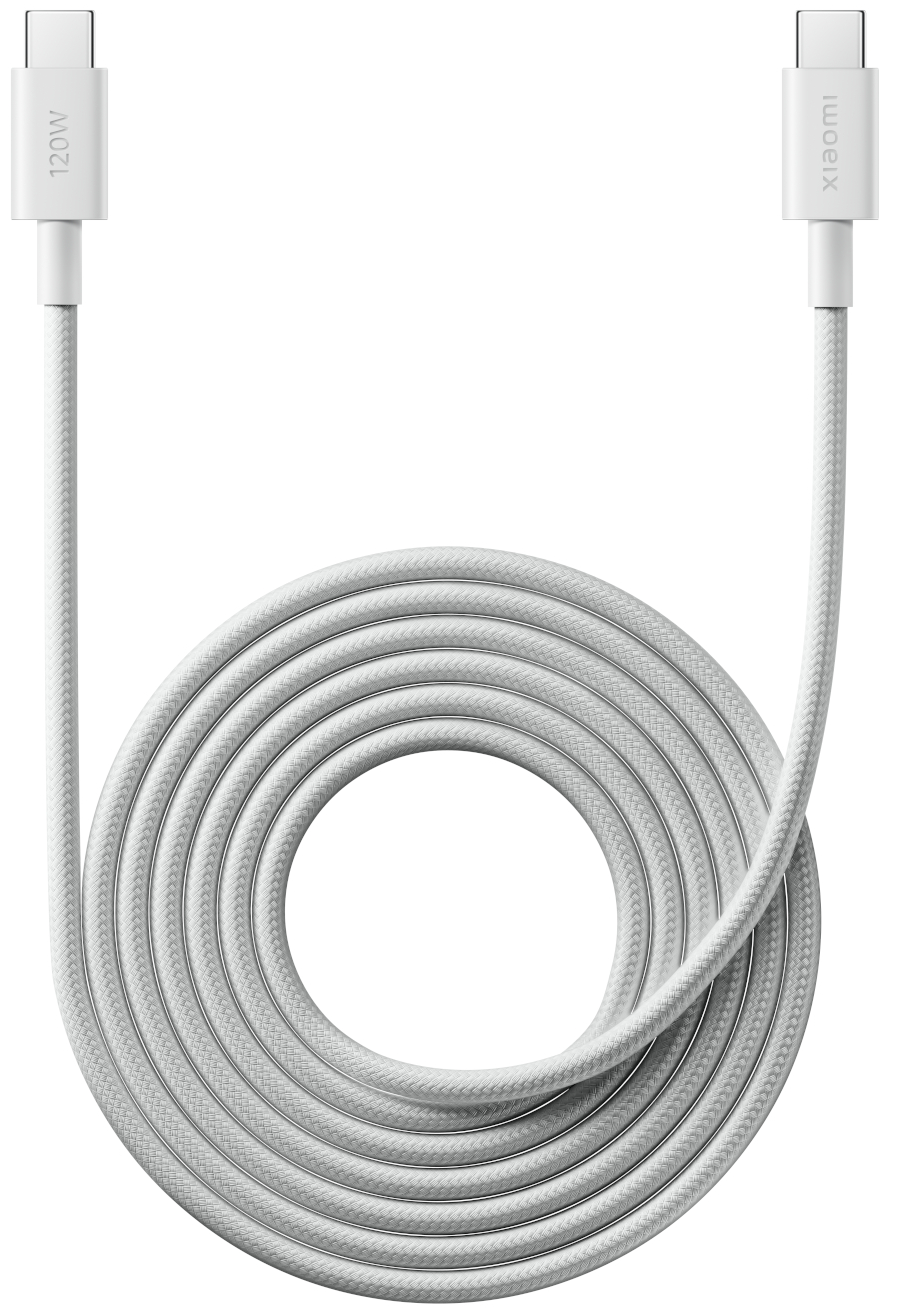 USB-C - USB-C Xiaomi tiedonsiirto- ja latauskaapeli, 120W, 2m, valkoinen BHR087AGL
