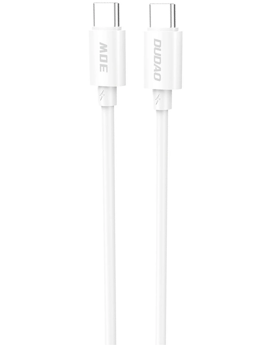 USB-C - USB-C Dudao L4C -tietojen ja latauksen kaapeli, 30W, 1,2m, valkoinen