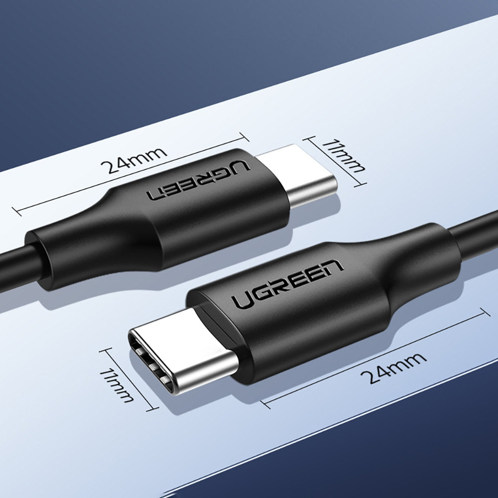 USB-C - USB-C UGREEN US286 Data- ja latauskaapeli, 60W, 1m, Musta