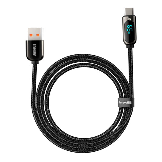 USB-A - USB-C Baseus -data- ja latauskaapeli, 66W, 2m, musta CASX020101