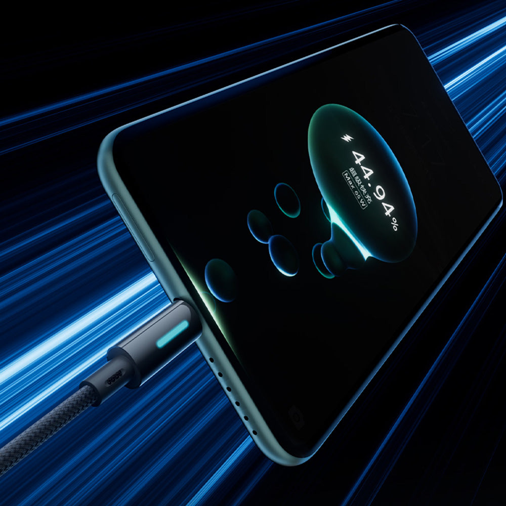 USB-A - USB-C Baseus Lit Button Control -data- ja latauskaapeli, 100W, 2m, Musta P10379002121-01